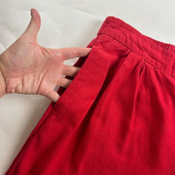 A New Day Red Linen Blend Wide Leg Cropped Pant L - Picture 3 of 7